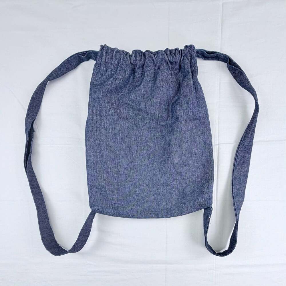 Handmade Denim Drawstring Backpack - Picture 5 of 9